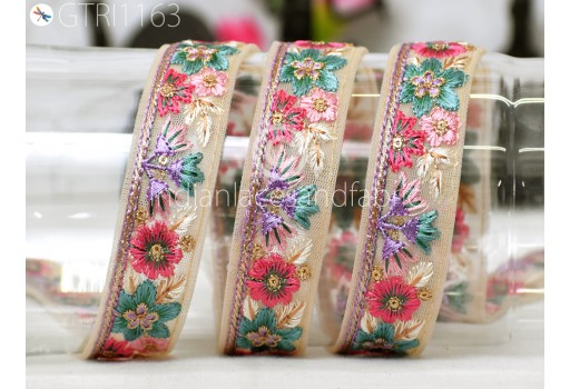 9 Yard Indian Embroidered Trim Sari Fabric Gift Wrapping Ribbon Embellishment Sewing DIY Crafting Border Embroidery Cushions Lace Home Decor