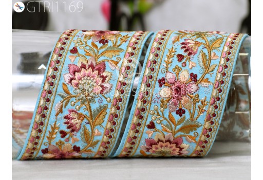 Floral Embroidered Fabric Trim By 3 Yard Saree Border DIY Crafting Sewing Sari Ribbon Beach Bags Home Decor Embellishment Tapes Drapery