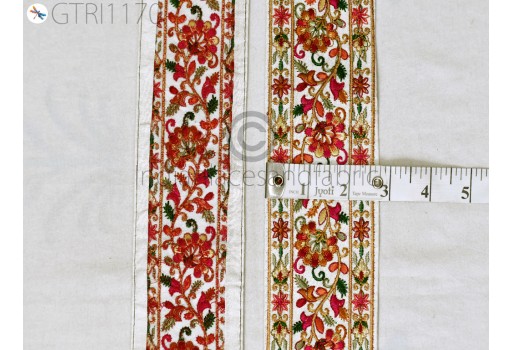 9 Yard Floral Embroidered Fabric Trim Decor Saree Border DIY Crafting Sewing Sari Ribbon Beach Bags Home Decor Embellishment Tapes Drapery