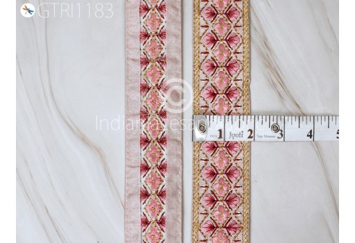 Embroidered Fabric Trim By Yard Indian Embellishment Saree Ribbon Sewing Crafting Embroidery Border Wedding Dress Trimmings Cushion Covers