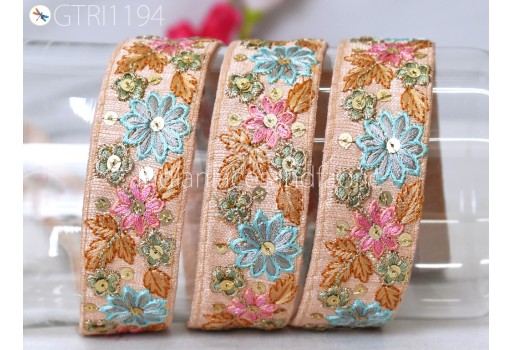 9 Yard Embroidered Sari Border Gift Wrapping Ribbon Decorative Net Fabric Trim Embellishment Sewing Crafting Border Indian Embroidery Cushions Lace Home Décor Trimming For Bags