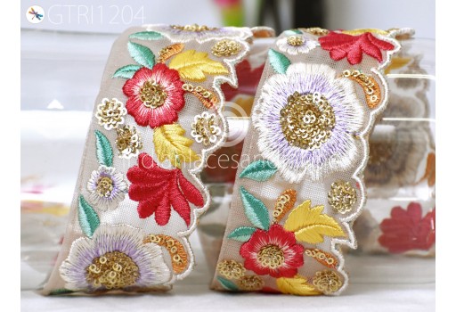 9 Yard Indian Scallop Edge Embroidery Trim Decorative Embroidered Saree Ribbon Cushions Cover Sewing Crafting Tape Curtains Headbands Sari Border