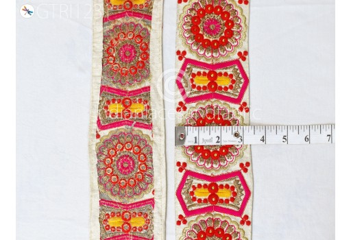 9 Yard Indian Embroidered Trim Drapery Hats Bag Making Saree Trimming Decorative Dresses Ribbon Crafting Sewing Sari Borders Embellishments Home Décor Lace