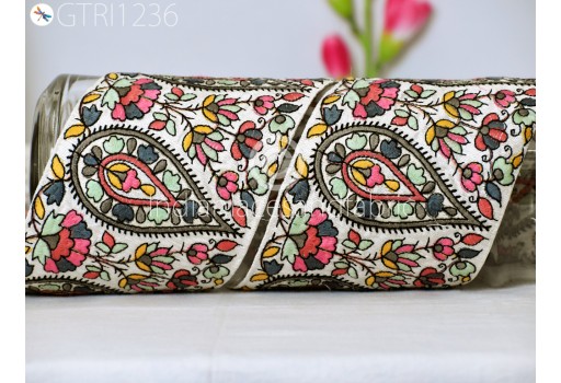 9 Yard Floral Embroidered Cotton Linen Trimming Indian Embroidery Sewing DIY Crafting Women Summer Dresses Costumes Tote Bag Making  Borders Cushion Covers Lace