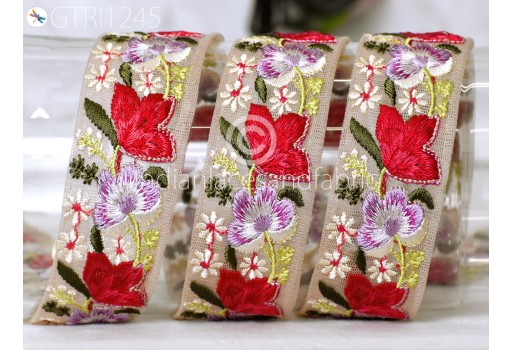 9 Yard Indian Embroidered Trim Handcrafted Embroidery Dress Embellishment Fabric Ribbon Trimming Cushions Cover DIY Crafting Sari Border Wedding Saree Sewing Tape