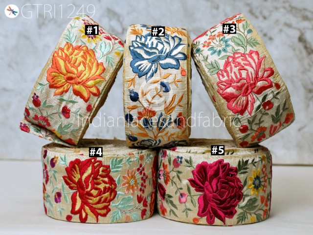9 Yard Indian Embroidered Trim Drapery Hats Bag Saree Trimming Decorative hat Making Ribbon Crafting Sewing Sari Borders Embellishments Home Décor Tape