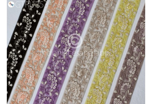 9 Yard Embroidery Embellishment Bridal Belt Indian Trim Embroidered Saree Ribbon Cushions Home Décor Sewing Crafting Bags Trimmings Wedding Wear Gown Border