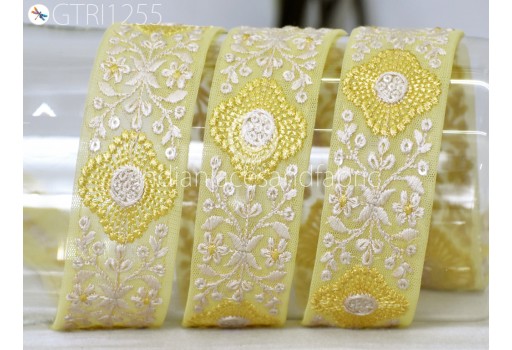 9 Yard Embroidered Fabric Lace Decorating footwear Trim Dress Embellishment Sari Ribbons Sewing Crafting Border Indian Embroidery Trimmings Cushions Home Décor Tape