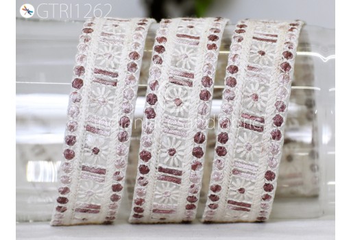 Indian Embroidered Trim By 2 Yard Sari Fabric Gift Wrapping Ribbon Embellishment Sewing DIY Crafting Trimming Embroidery Cushions Lace Home Décor Hat Making Borders