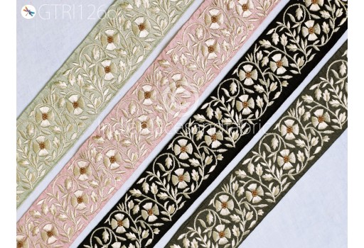 9 Yard Indian Embroidered Fabric Trim Embellishment Bridal Gown Making Saree Ribbon Sewing Crafting Embroidery Border Wedding Dress Trimmings Cushion Covers Tape