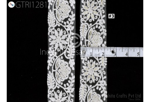 Decorative Dresses Making Tape Indian Embroidered Dyeable Fabric Trim By 3 Yard Dupatta Cushion DIY Crafting Wedding Saree Border Embroidery Embellishment Trimming