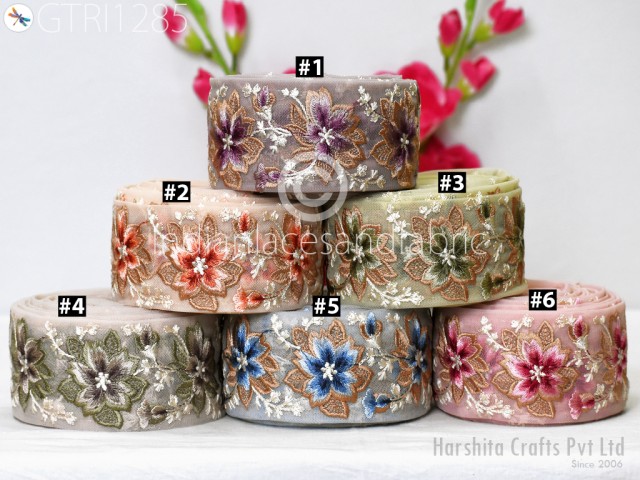 9 Yard Indian Sari Embroidery Trims Embellishments Saree Ribbons Cushions Sewing DIY Crafting Trimmings Border Curtains Home Décor Garment Costume tape