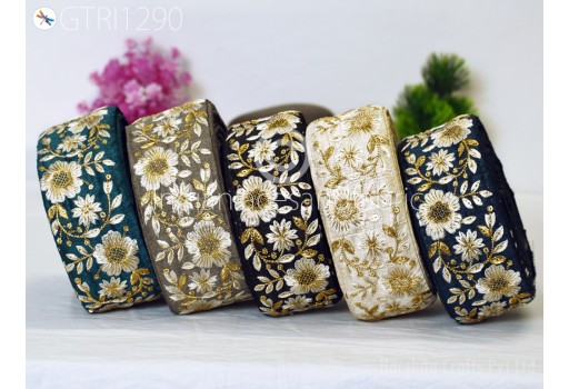 9 Yard Indian Embroidered Fabric Trim Embellishment Bridal Saree Ribbon Sewing Crafting Embroidery Border Wedding Dress Trimmings Cushion Covers Lace