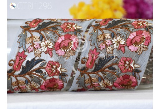9 Yard Indian Embroidered Fabric Ribbon Garment Costume Trim Embellishment Cushions Cover DIY Crafting Sewing Border Wedding Saree Tape Embroidery Dress Trimming