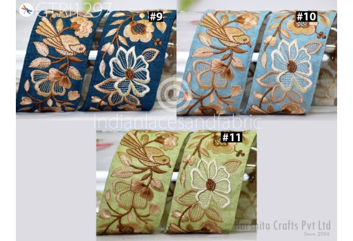 9 Yard Embroidered Ribbon Fabric Trim Decorative Embroidery Embellishments DIY Crafting Sewing Saree Indian Sari Border Home Decor Tape