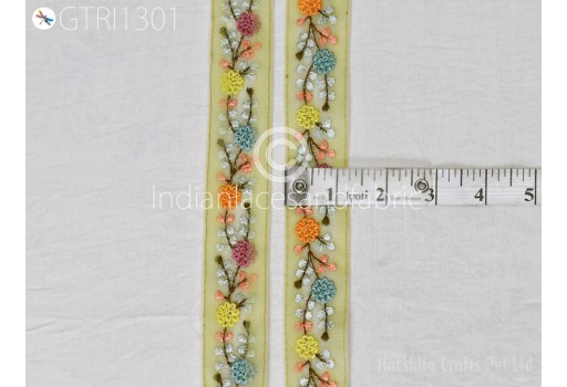 9 Yard Indian Embroidered Trim Sari Fabric Gift Wrapping Ribbon Embellishment Sewing DIY Crafting Border Embroidery Cushions Cover Lace Home Décor Sequins Work Trimming