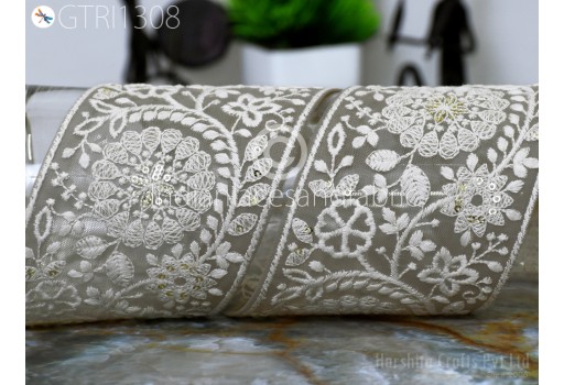 Floral Embroidered Embellishment Border Indian Trim By The Yard Sari Embroidery Saree Ribbon Cushions Home Décor Sewing Clothing Trimmings