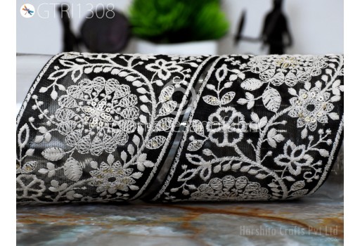 9 Yard Floral Embroidered Embellishment Border Indian Trim Decor Sari Embroidery Saree Ribbon Cushions Home Décor Sewing Clothing Trimmings