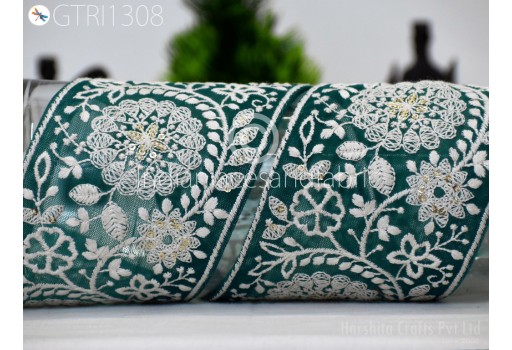9 Yard Floral Embroidered Embellishment Border Indian Trim Decor Sari Embroidery Saree Ribbon Cushions Home Décor Sewing Clothing Trimmings