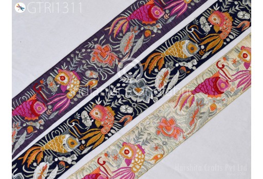 9 Yard Indian Sari Embroidery Trims Decorative Embellishments Saree Ribbons Cushions Sewing DIY Crafting Trimmings Border Curtains Home Décor Accessories