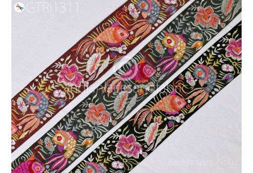 9 Yard Indian Sari Embroidery Trims Decorative Embellishments Saree Ribbons Cushions Sewing DIY Crafting Trimmings Border Curtains Home Décor Accessories