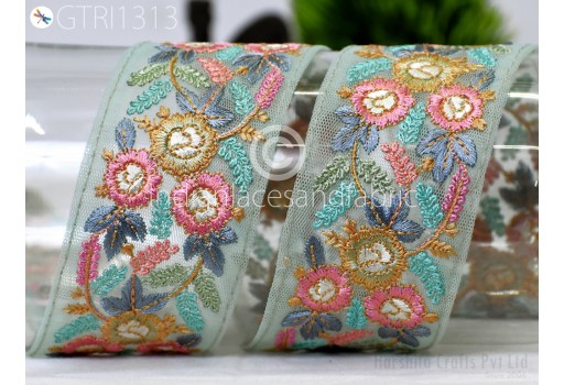 9 Yard Embroidery Fabric Trim Decor Cushion Covers Embellishment Embroidered Saree Ribbon Sewing Crafting Border Indian Wedding Dress Gown Tape
