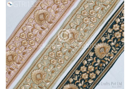 Indian Trim by the Yard Embroidered Embellishment Sari Border Embroidery Saree Ribbon Cushions Home Décor Sewing Clothing Costumes Trimmings