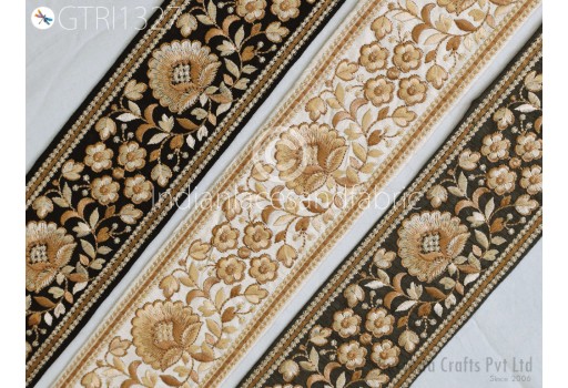 Indian Trim by the Yard Embroidered Embellishment Sari Border Embroidery Saree Ribbon Cushions Home Décor Sewing Clothing Costumes Trimmings