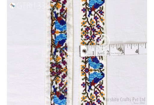 Cross Stitch Embroidered Trim By The Yard Decorative DIY Crafting Sewing Embellishments Ribbon Saree Trimmings Home Decor Indian Sari Border Festival Dresses Making Lace