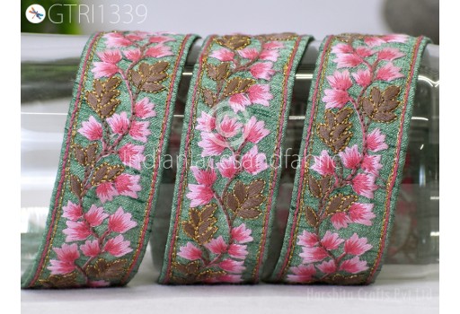 Embroidered Indian Trim By The Yard Sari Embellishment Embroidery Crafting Border Saree Ribbon Cushions Covers Home Décor Sewing Trimmings