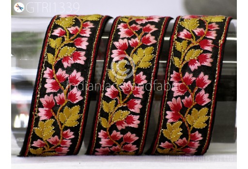 Embroidered Indian Trim By The Yard Sari Embellishment Embroidery Crafting Border Saree Ribbon Cushions Covers Home Décor Sewing Trimmings