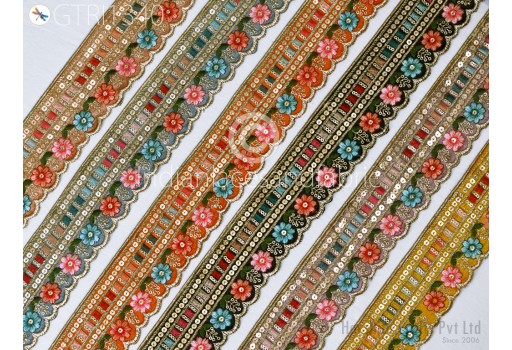 Indian Scallop Edge Embroidery Trim By The Yard Embroidered Saree Ribbon Cushions Cover Sewing Crafting Tape Curtains Headbands Sari Border
