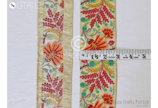 Embroidered Dresses Trim By 3 Yard Indian Embellishment Embroidery Saree Ribbon Sewing DIY Crafting Cushion Covers Border Wedding Trimmings Curtains Borders Tape