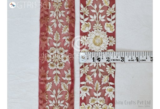 Indian Embroidered Fabric Ribbon By 3 Yard Trim Embellishment Cushions DIY Crafting Sewing Sari Border Wedding Saree Tape Embroidery Dress