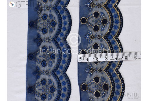 Embroidered Fabric Trim by 3 Yard Indian Sari Border Cushions DIY Crafting Wedding Saree Sewing Embroidery Dress Embellishment Ribbon Trimming