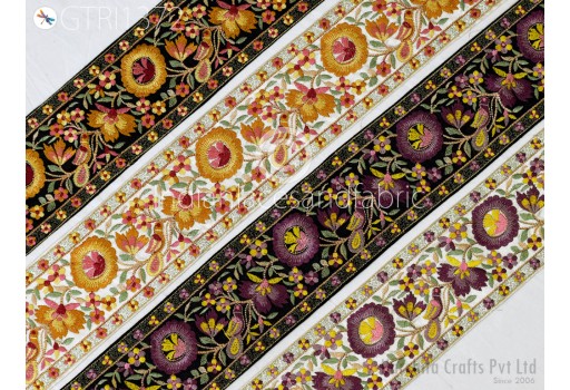 Decorative Dresses Making Lace Indian Decorative Embroidery Fabric Trim By 3 Yard Saree Embellishments DIY Crafting Sewing Curtains Sari Border Embroidered Ribbons