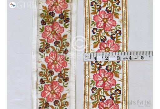 Embroidery Fabric Trims by 3 Yard Decor Indian Laces Sari Border Embroidered Ribbon Decorative Sewing Craft Saree Dresses Trimmings Home Decor