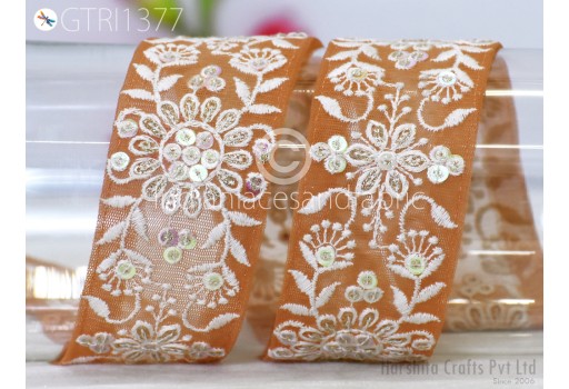 Indian Sewing Embellishment Embroidery Fabric Trim By The Yard Embroidered Saree Ribbon Crafting Border Wedding Dress Trimmings Cushion Covers