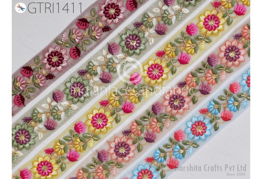 3 Yard Indian Embroidered Fabric Trim Embellishment Saree Ribbons Sewing Crafting Embroidery Border Wedding Dress Cushion Cover Accessories