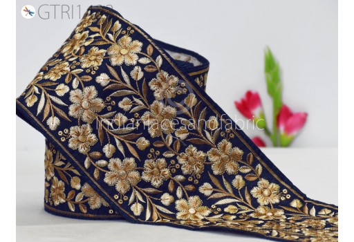 Indian Embroidered Fabric Trim By Yard Sari Border Cushions DIY Crafting Wedding Saree Sewing Embroidery Dress Embellishment Costume Ribbon