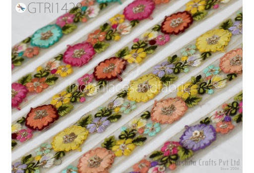 9 Yard Embroidered Fabric Trim Embellishment Sari Gift Wrapping Ribbon Sewing DIY Crafting Border Indian Embroidery Cushions Lace Home Decor