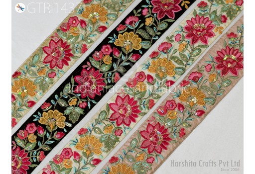 Indian Trim By The Yard Sari Border DIY Crafting Ribbon Sewing Fabric Embroidered Decorative Costumes Cushion Curtain Home Decor Trimming