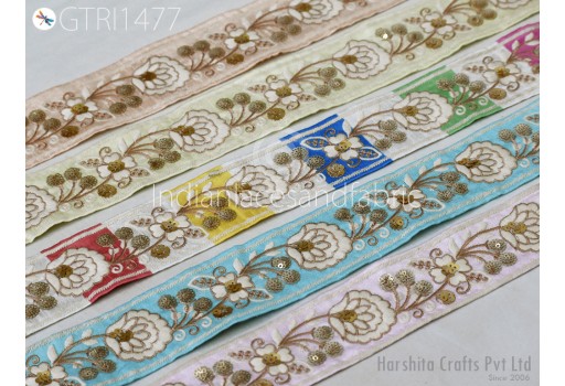 Embroidered Fabric Trim By 3 Yard Decorative Indian Embroidery Embellishments Tapes DIY Crafting Sewing Saree Ribbons Sari Border Clutches