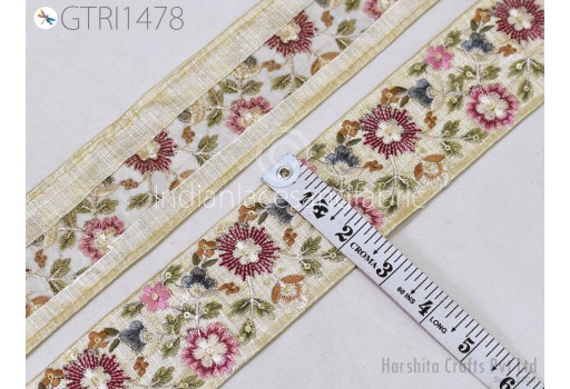 Indian Embroidery Fabric Trim By the Yard  Embellishments DIY Crafting Sewing Decorative Saree Indian Sari Border Embroidered Ribbon Costume