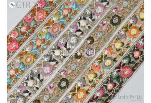 9 Yard Indian Embroidered Fabric Trim Cushions DIY Crafting Sari Border Wedding Saree Sewing Embroidery Dress Embellishment Ribbon Trimming
