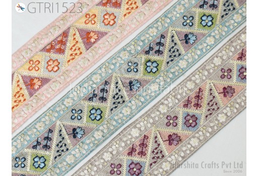 9 Yard Embroidered Sari Ribbon Fabric Trim Decorative Saree Border DIY Crafting Sewing Beach Bags Clutches Home Decor Embellishment Trimmings