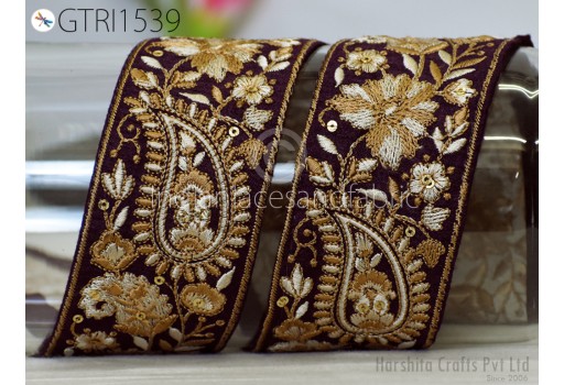 Indian Embroidery Trim By The Yard Embroidered Saree Ribbon Sari Embellishments Cushions Sewing Crafting Trimmings Curtains Headbands Border