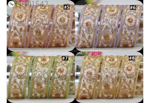 9 Yard Embroidery Fabric Trim Cushion Covers Embellishment Embroidered Saree Ribbon Sewing Crafting Border Indian Wedding Dress Gown Tape