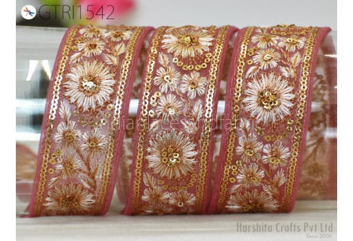 9 Yard Embroidery Fabric Trim Cushion Covers Embellishment Embroidered Saree Ribbon Sewing Crafting Border Indian Wedding Dress Gown Tape