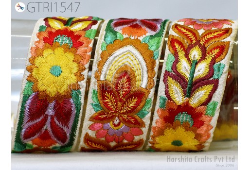 3 Yard Indian Trim Decor Sari Border DIY Crafting Ribbon Sewing Fabric Embroidered Decorative Costumes Cushion Curtain Home Decor Trimming